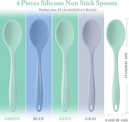Shappy 4 Pieces Silicone Cooking Spoons 10.6 Inch Heat Resistant Kitchen Spoons - Image 2