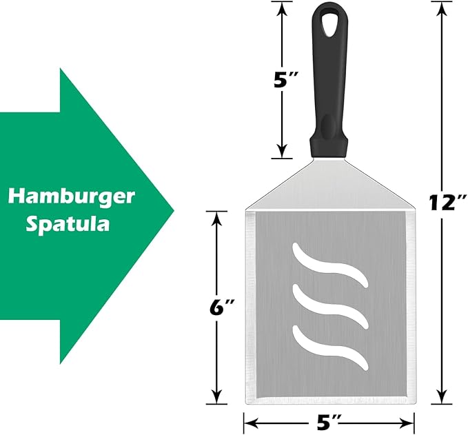Metal Spatula Set of 2, HaSteeL Large 12x5In Stainless Steel Griddle Spatula - Image 2