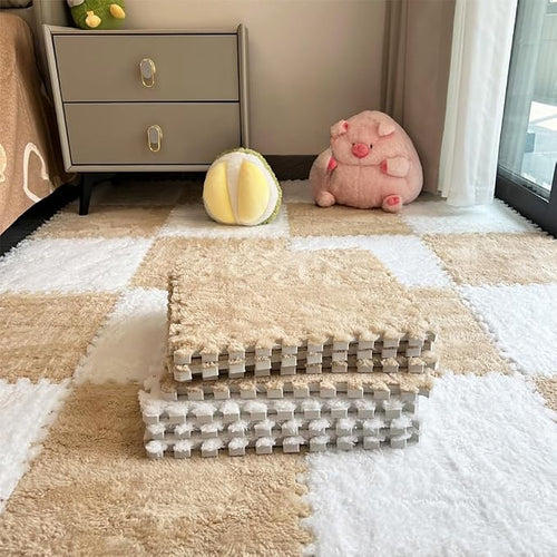 12pcs Carpet Squares Puzzle Floor Mat, Plush Interlocking Carpet Tiles by Unknown