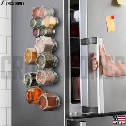 20 Pack Magnetic Spice Jars Large 4 oz Refrigerator Hexagon Glass Spice Jars - Image 5