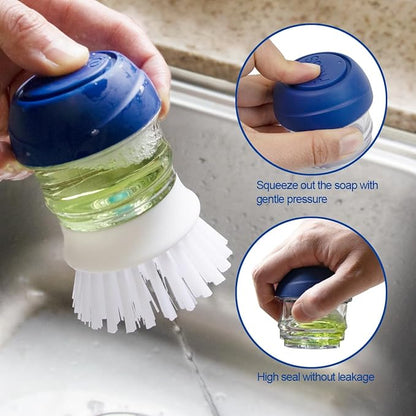 CELOX 2 Pack Dish Brush with Soap Dispenser Soap Dispensing Palm Brush - Image 2