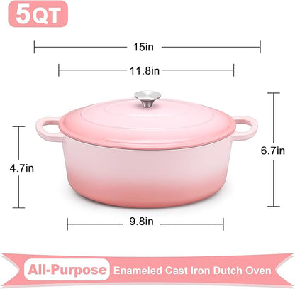 E-far 5QT Oval Dutch Oven Pot - Image 2