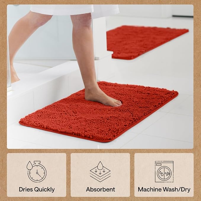 GORILLA GRIP Bath Rug Mat 36x24, Soft Absorbent Chenille, Quick Dry Microfiber - Image 7