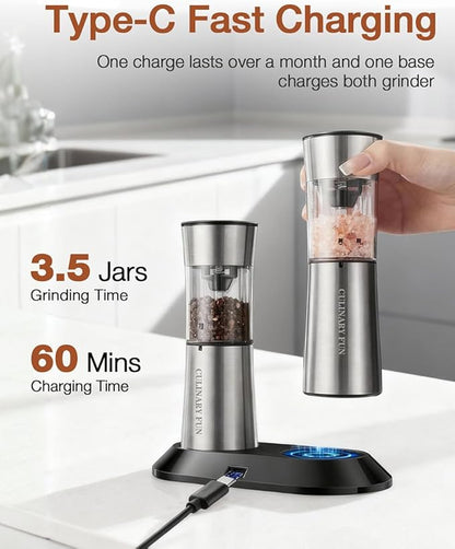 Gravity Electric Salt and Pepper Grinder Set, Automatic Mills - Image 3