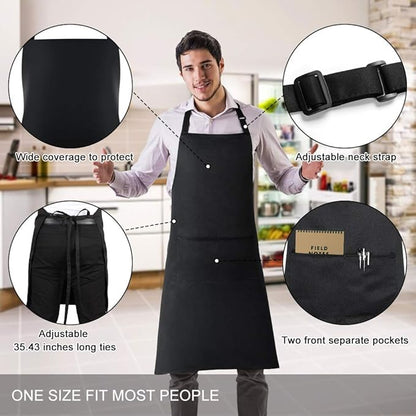 Jubatus 1 Pack Bib Aprons with 2 Pockets Cooking Chef Kitchen Apron - Image 2