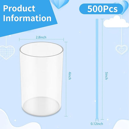 500 Pcs Light Blue Coffee Stir Sticks Set 5x0.12 inch Cocktail Straws Acrylic - Image 2