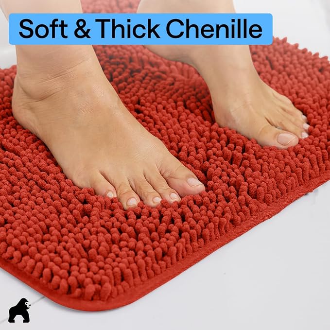 GORILLA GRIP Bath Rug Mat 30x20, Thick Soft Absorbent Chenille, Quick Dry - Image 4