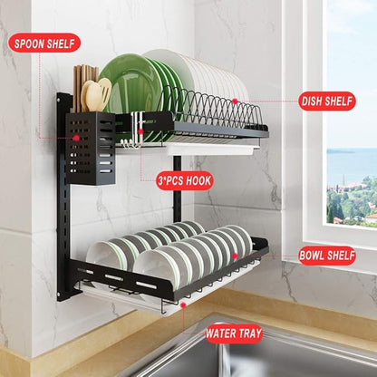 junyuan Kitchen Dish Rack, Hanging Dish Drying Rack Organizer Storage Shelf - Image 2