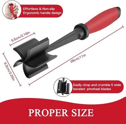 2 Meat Chopper, 5 Curve Blades Ground Beef Masher, Heat Resistant Meat Masher - Image 3