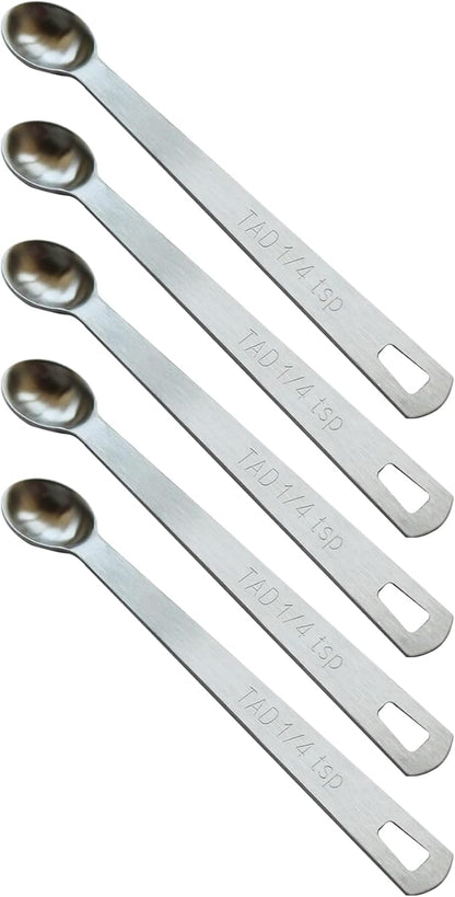 5PCS 1/4 Teaspoon Single Tiny Measuring Spoon, Small Individual Stainless Steel by BERYLER