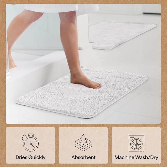 GORILLA GRIP Bath Rug Mat 48x17, Thick Soft Absorbent Chenille, Quick Dry - Image 7