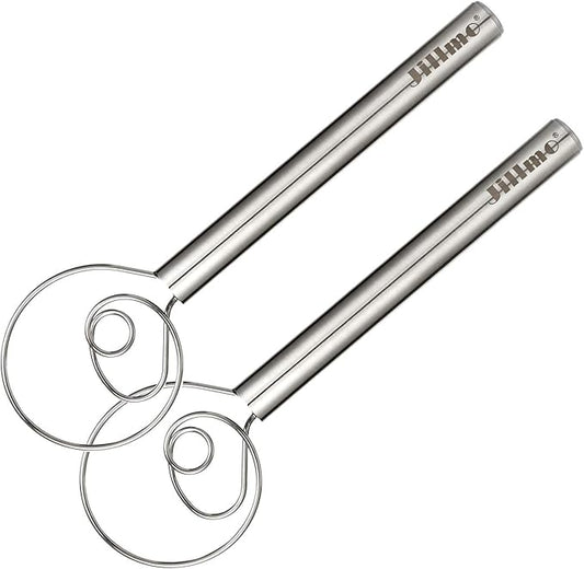 Jillmo Danish Dough Whisk, 12 inch Stainless Steel Bread Whisk, 2 Pack by JILLMO