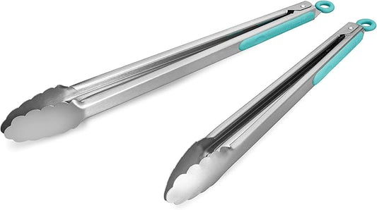 304 Stainless Steel Kitchen Cooking Tongs, Aqua Sky by ALLWIN-HOUSEWARE