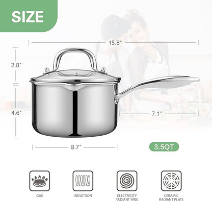 3.5 Quart Stainless Steel Pot Saucepan - Image 6
