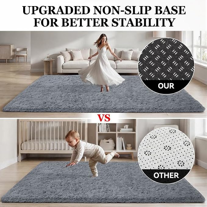 Area Rug for Living Room Bedroom: 4x6 Soft Fluffy Shag Rugs Upgrade Non-Slip - Image 8