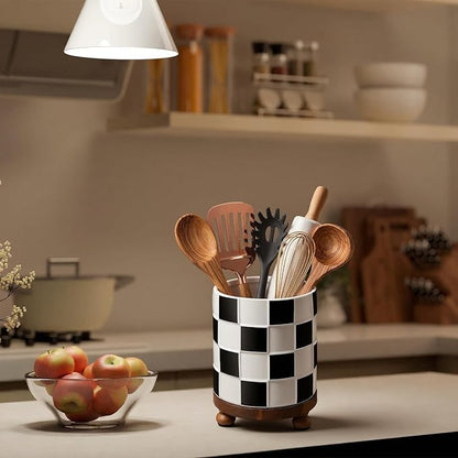 Kitchen Utensil Countertop Holder Checkered Utensil Crock - Image 7