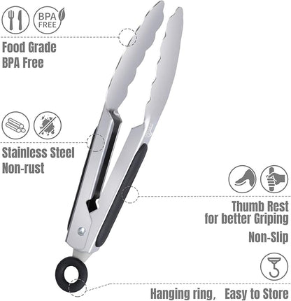 Hotec Mini Stainless Steel Kitchen Tongs - Image 4