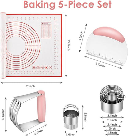 Pastry Cutter, Biscuit Cutter, Dough Scraper, Silicone Baking Mats, Stainless - Image 3
