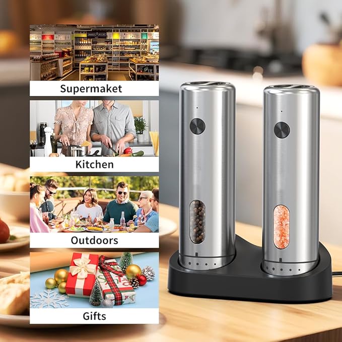 Upgraded Larger 110ml CapacityElectric Salt & Pepper Grinder Set of 2 - Image 6