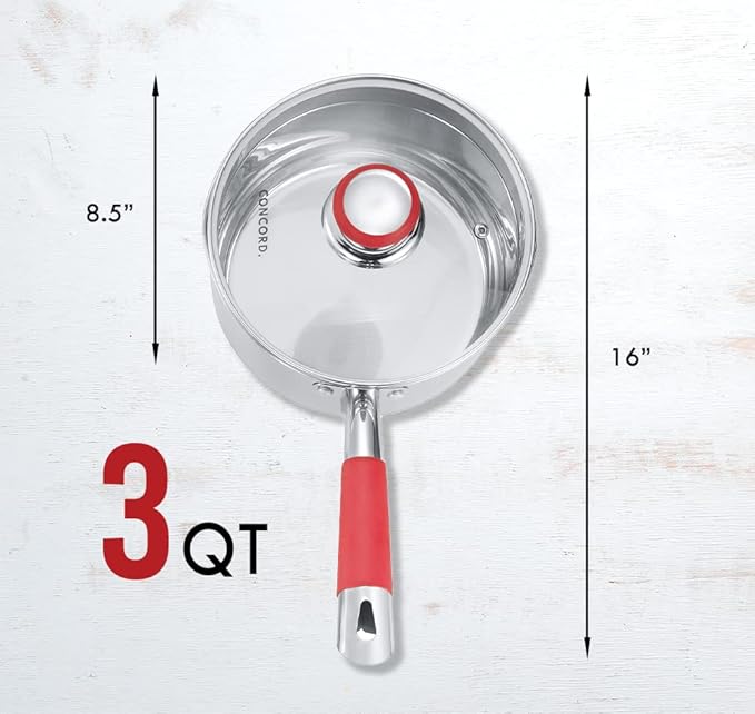 Concord 3 Quart Stainless Steel Saucepan - Image 3