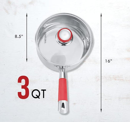 Concord 3 Quart Stainless Steel Saucepan - Image 3