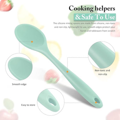 Shappy 4 Pieces Silicone Cooking Spoons 10.6 Inch Heat Resistant Kitchen Spoons - Image 3