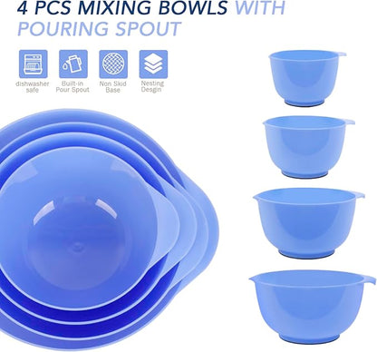 BoxedHome 4 Quart Large Plastic Mixing Bowls, Microwave Safe Mixing Bowl Set - Image 2