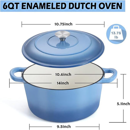 TeamFar 6QT Dutch Oven with Lid, Enameled Nonstick Cast Iron Dutch Oven Cooking - Image 3