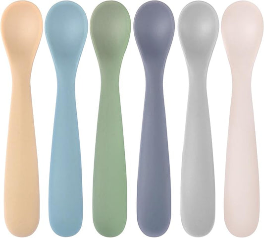 Eascrozn Silicone Baby Spoons Self Feeding 6+ Months, 6 Pack First Stage Baby by Eascrozn