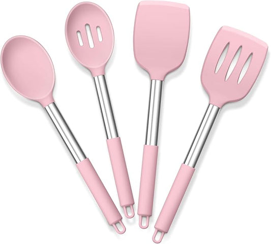 E-far Cooking Utensils Set of 4, Silicone Kitchen Utensils by E-far