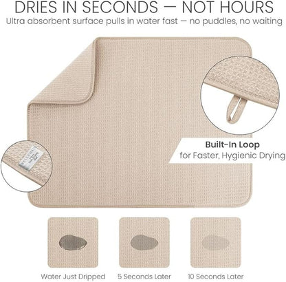 Bellemain XL Dish Mat 24" x 17" Microfiber Dish Drying Mat, Super absorbent - Image 3