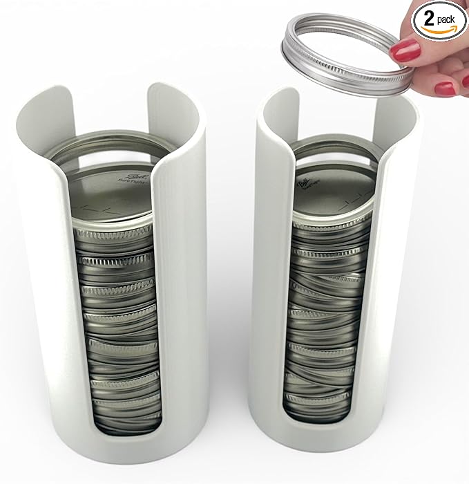 Mason Jar Lid Organizer | White Plastic Lid Storage Rack by Unknown