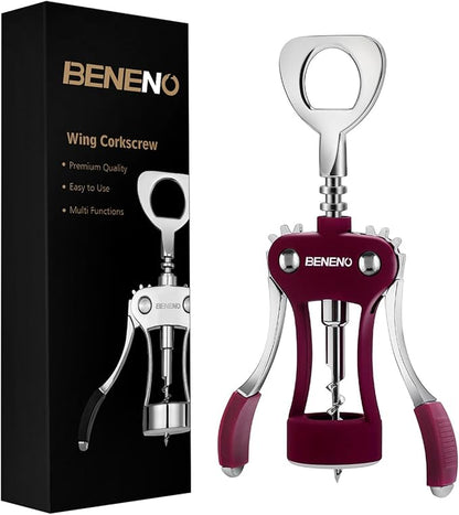 Beneno Wine Opener, Zinc Alloy Premium Wing Corkscrew by Beneno