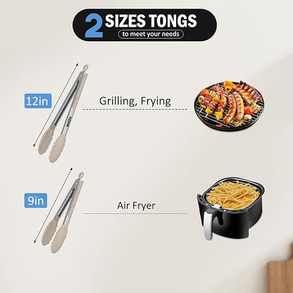 Tongs for Cooking, 600ºF High Heat-Resistant Stainless Steel Kitchen Tongs - Image 2