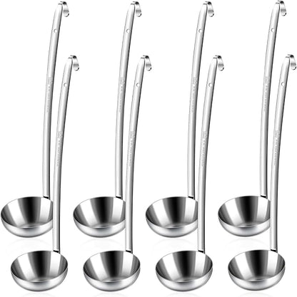 8pcs Stainless Steel Ladle 8 Oz Soup Ladle 14" long Spoon Heavy-Duty Metal by LiveNaturallyLiveBarafat