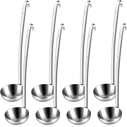 8pcs Stainless Steel Ladle 8 Oz Soup Ladle 14" long Spoon Heavy-Duty Metal by LiveNaturallyLiveBarafat