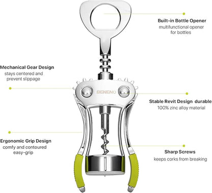 Beneno Wine Opener, Zinc Alloy Premium Wing Corkscrew - Image 4