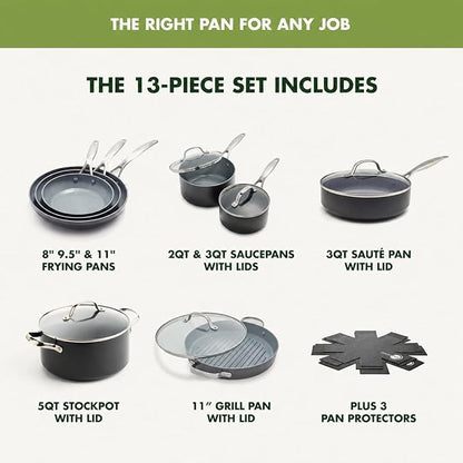 GreenPan Valencia Pro Ceramic Nonstick 13 Piece Cookware Set, Hard Anodized - Image 4
