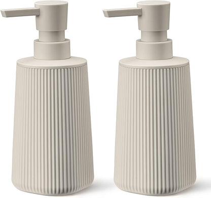 Beige 2 Pack Hand Soap Dispensers Set by zuxzmj