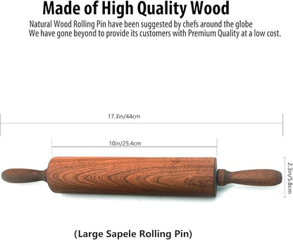 Classic Sapele Wooden Rolling Pin - Image 3