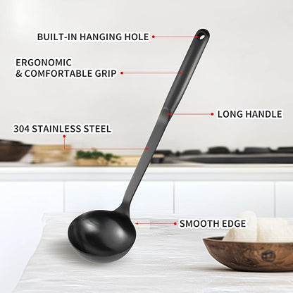 304 Stainless Steel Cooking Utensils Set, Include Skimmer, Soup Ladle, - Image 4