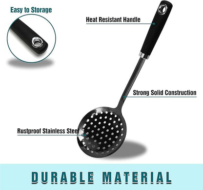 304 Stainless Steel Skimmer Spoon, 14.17" Slotted Strainer Spoon - Image 2