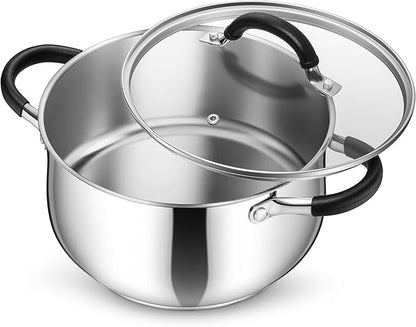 P&P CHEF Stainless Steel Stock Pot, 5 Qt Cooking Soup Pot by PPCHEF