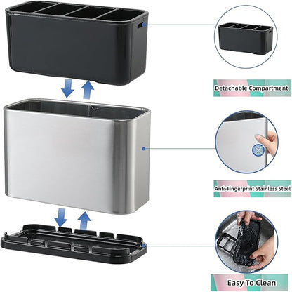 LIBODOUR Utensil Holder, Stainless Steel Caddy Counter, Spoon holder, 4 - Image 5