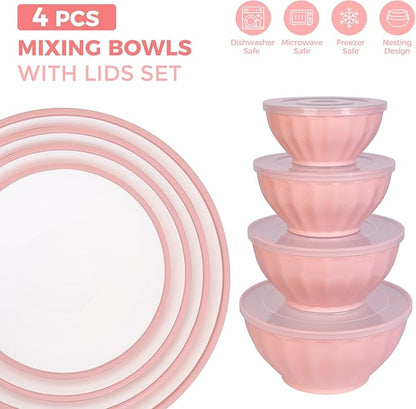 BoxedHome Mixing Bowls with Lids Set, 4PK Large 0.2” Thick Plastic Nesting - Image 3