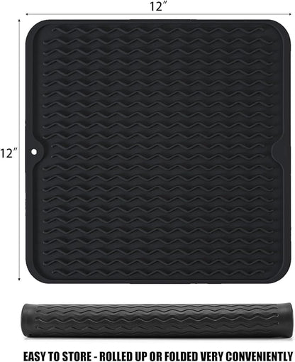 Silicone Dish Drying Mat, Non-Slip Easy Clean Sink Mat Large Heat-resistant - Image 2
