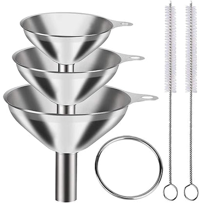 3-Piece Stainless Steel Kitchen Funnel Set by Unknown