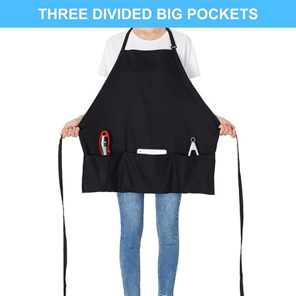 Jubatus 2 Pack 3 Pockets 100% Cotton Adjustable Bib Apron Chef Kitchen Cooking - Image 2