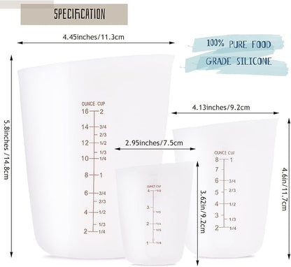 3 PCS Silicone Flexible Measuring Cups, Melting Cups - Image 2