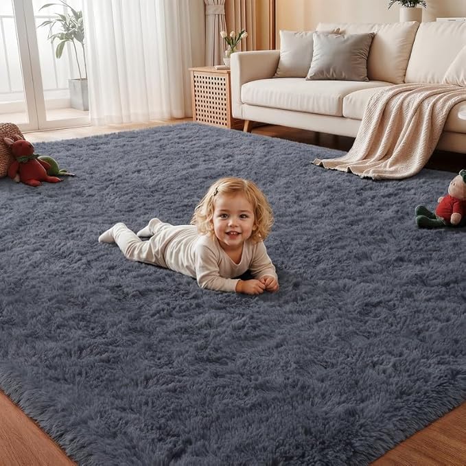 Area Rug for Living Room Bedroom: 5x7 Soft Fluffy Shag Rugs Upgrade Non-Slip by EXPEDIX